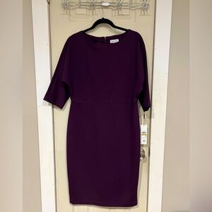 Women's 3/4 Sleeve Solid Sheath Dress